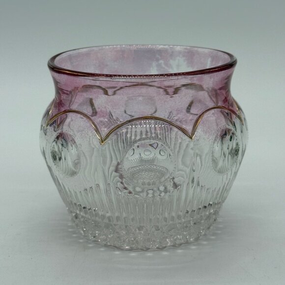 Antique EAPG US Glass Manhattan Maidens Blush Spoon Holder 4" - Picture 2 of 10